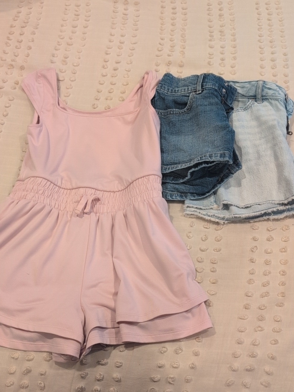 Abercrombie Lot: Light Pink Sleeveless Romper with Denim Shorts